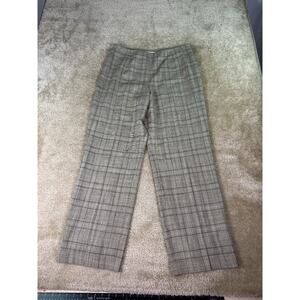 Talbots Trousers Wool Blend Plaid Lined Size 14 Stretch Straight Wide C216